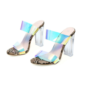 wholesale clear block high heel lady fashion jelly sandals summer shoes for women
